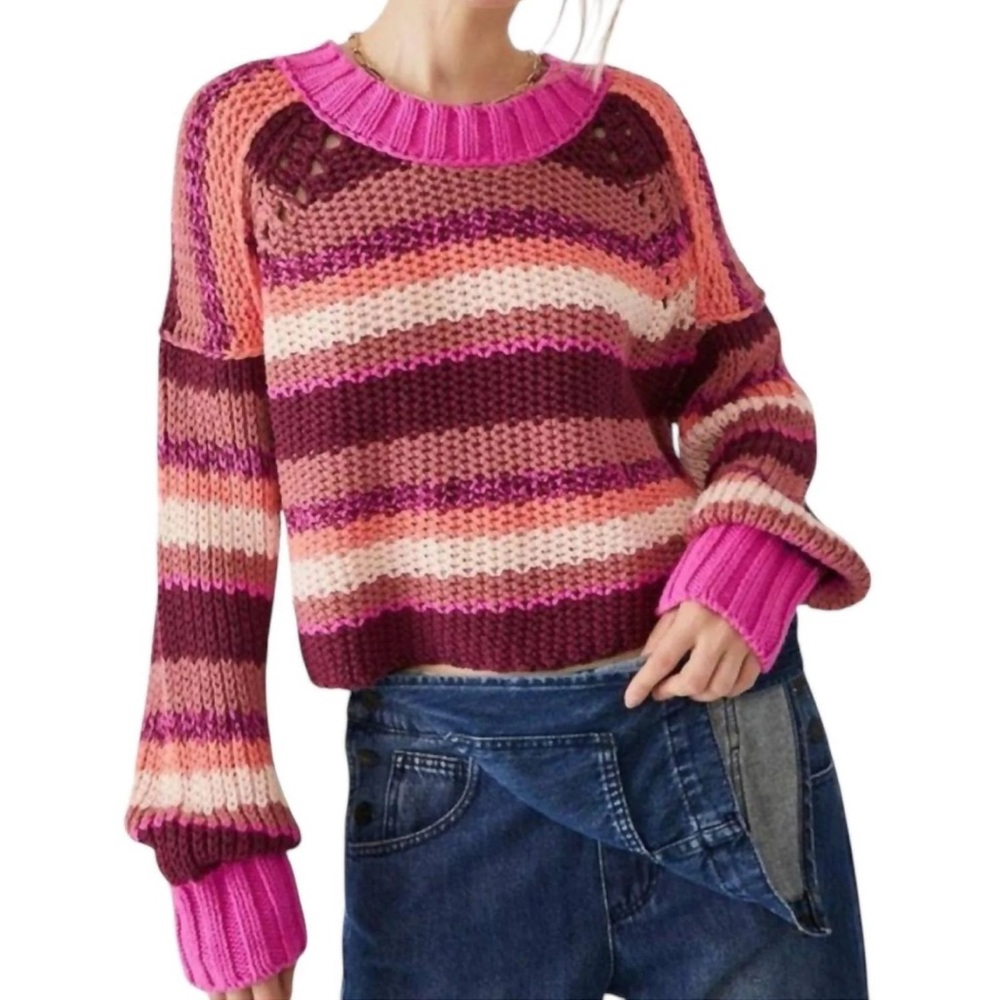 Free People Devon Striped Knit Sweater